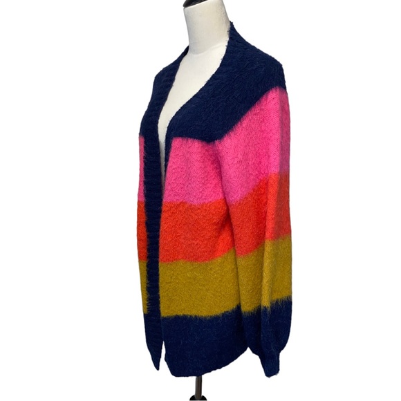 Scotch & Soda Balloon Sleeve Rainbow Stripe Cardigan Cotton Blend Sweater L - Picture 7 of 14